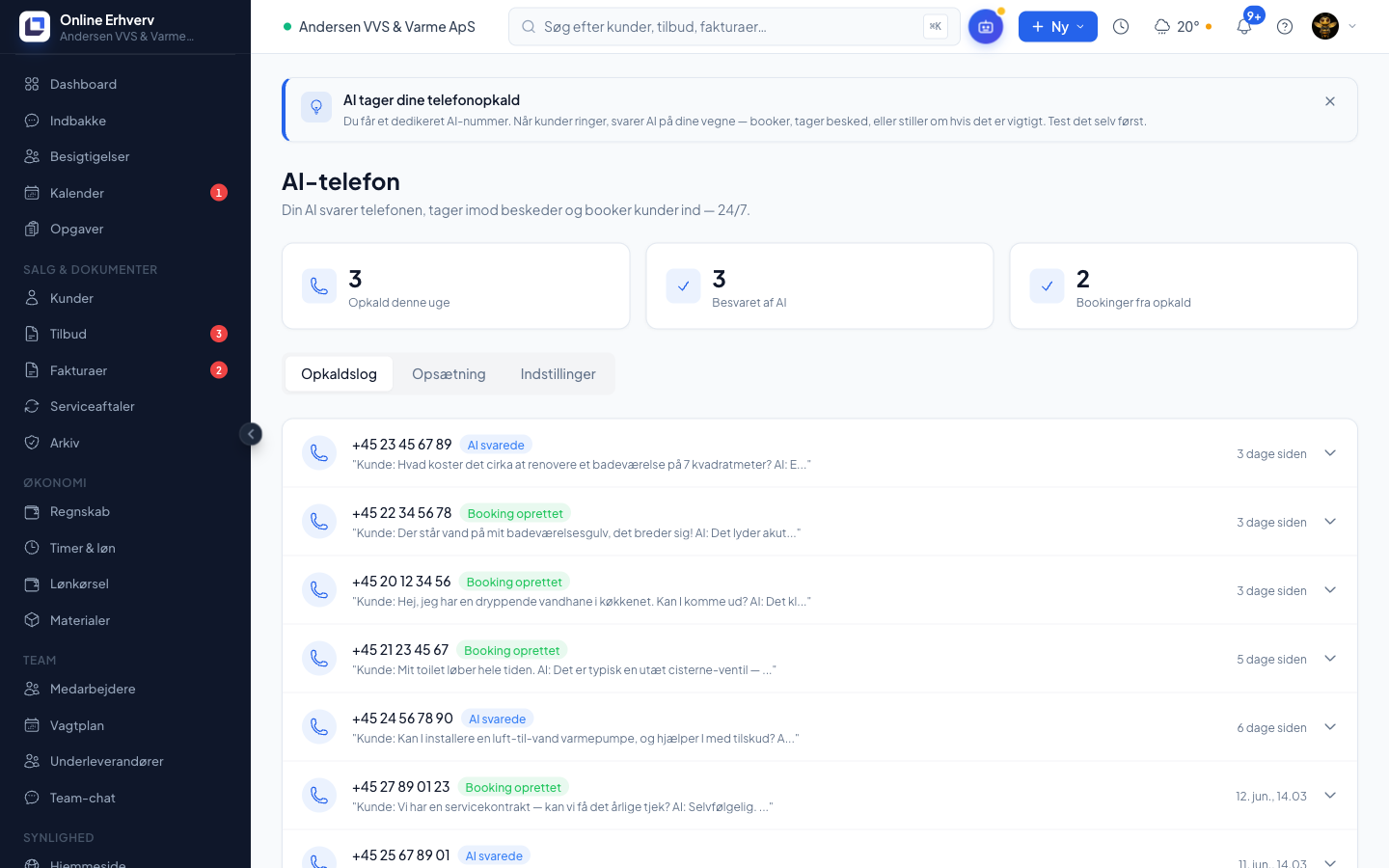 AI-telefon i Online Erhverv